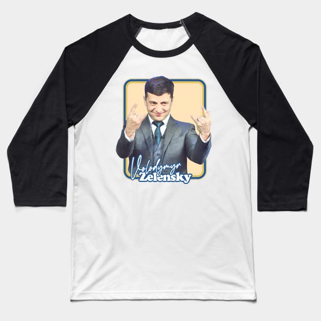 Zelensky Ukraine / Retro Fan Art Design Baseball T-Shirt by DankFutura